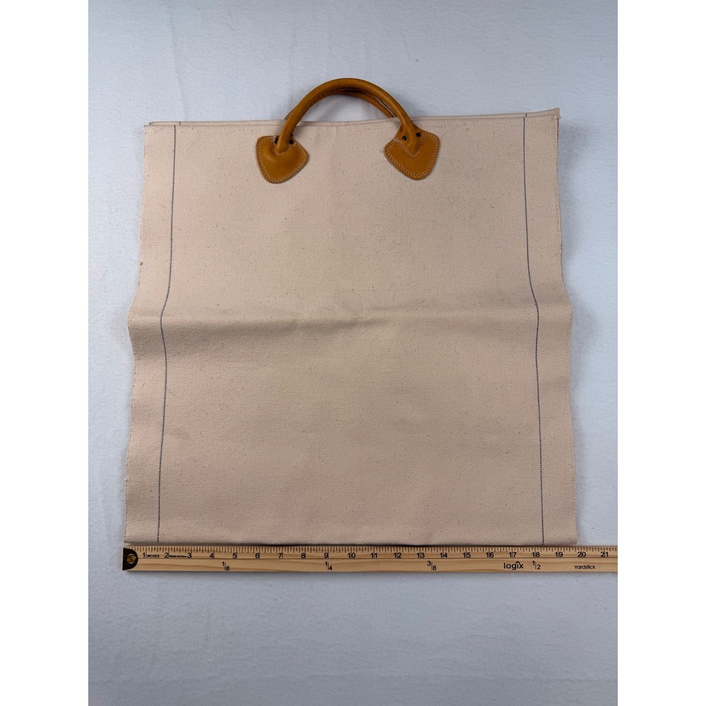LL Bean Vintage Canvas Log Carrier Firewood Tote Leather Cream Made in USA - Picture 7 of 9
